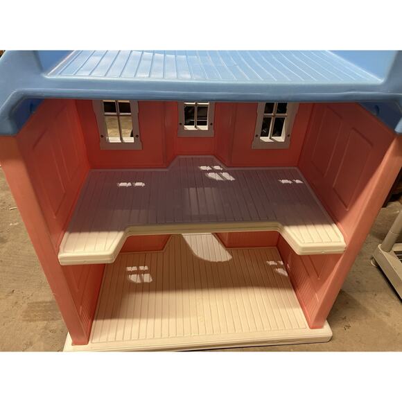 Vintage 1990's Little Tikes My Size Dollhouse Pink w/ Blue Roof 40" x 36… - Picture 2 of 4
